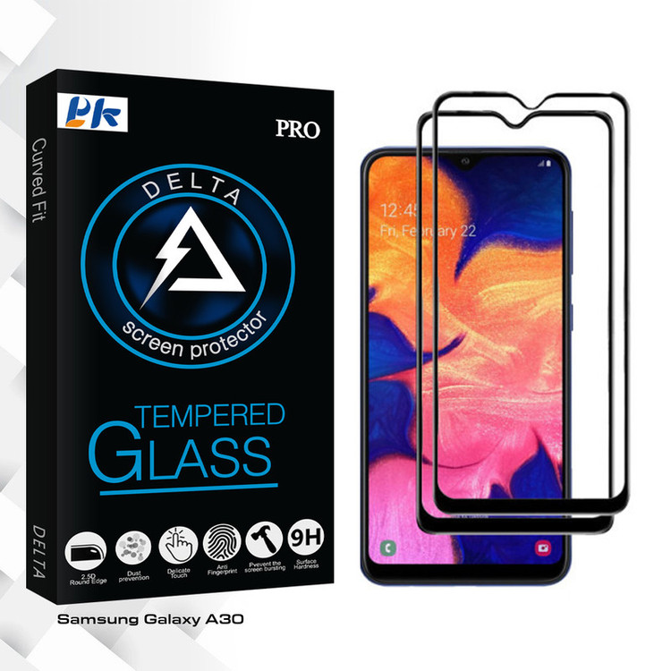 محافظ صفحه نمایش سرامیکی پی کی مدل Delta Glass مناسب برای گوشی موبایل سامسونگ Galaxy A30 بسته دو عددی