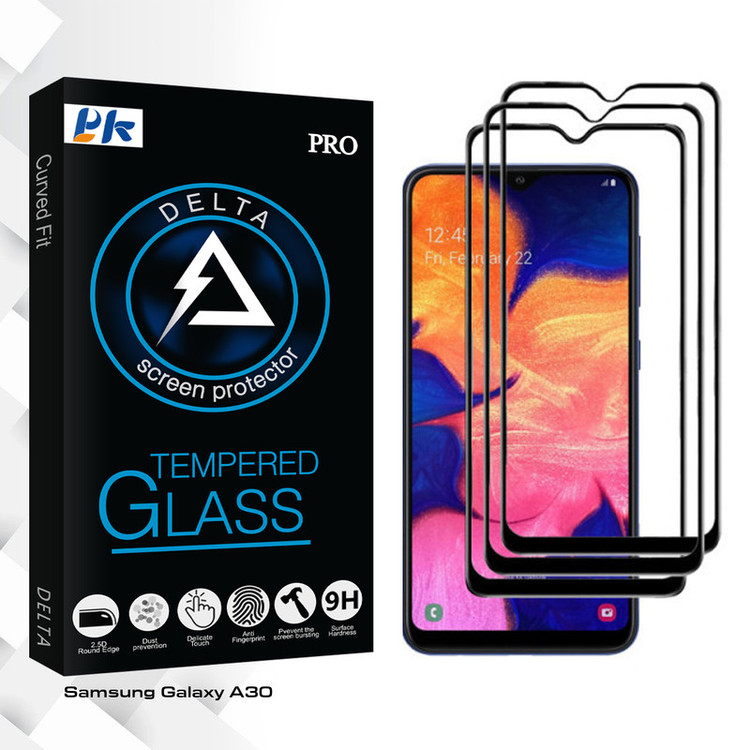 محافظ صفحه نمایش پی کی مدل Delta Glass مناسب برای گوشی موبایل سامسونگ Galaxy A30 بسته سه عددی