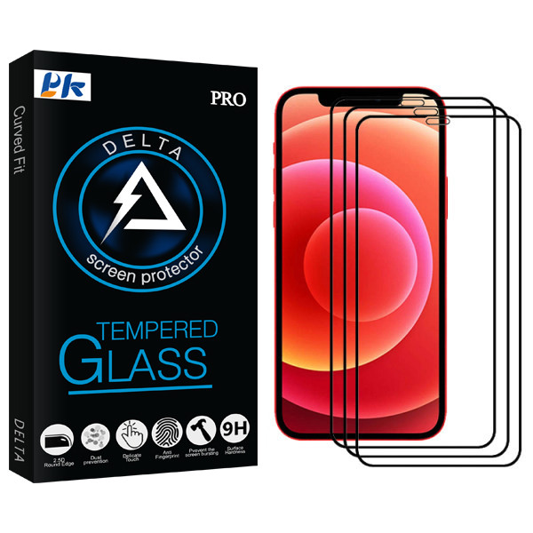 محافظ صفحه نمایشی پی کی مدل Delta Glass مناسب برای گوشی موبایل اپل Iphone 12mini بسته سه عددی