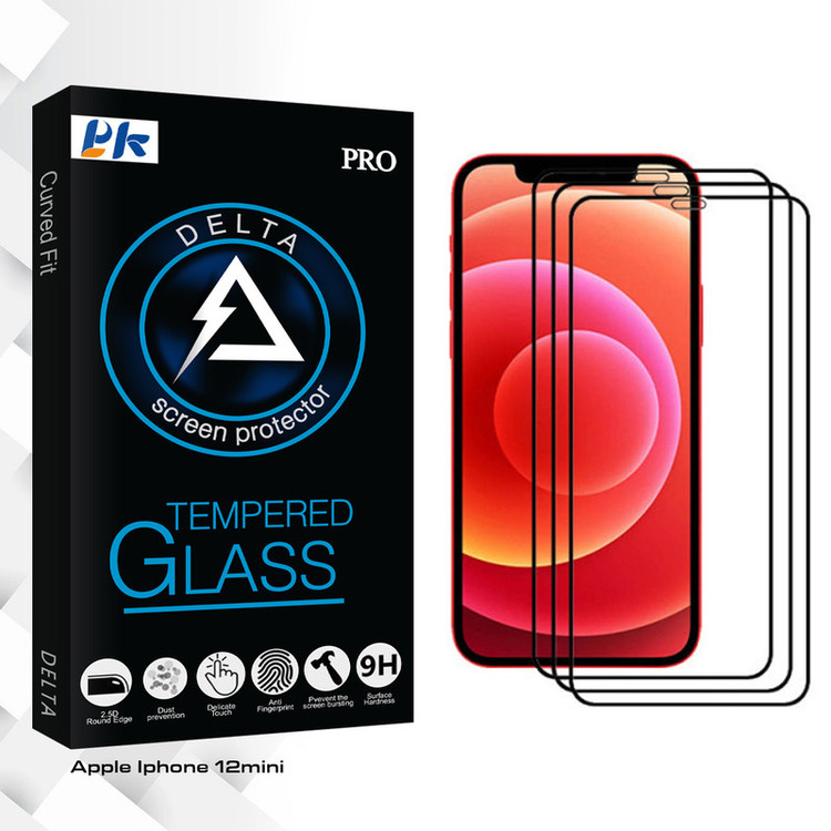 محافظ صفحه نمایشی پی کی مدل Delta Glass مناسب برای گوشی موبایل اپل Iphone 12mini بسته سه عددی