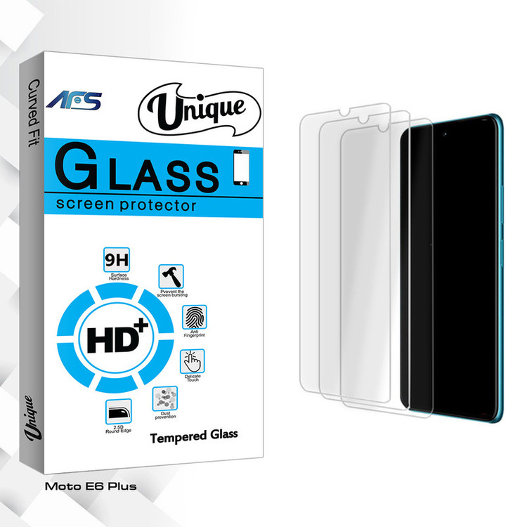 محافظ صفحه نمایش شیشه ای ای اف اس مدل Unique Glass MIX3 مناسب برای گوشی موبایل موتورولا Moto E6 Plus بسته سه عددی
