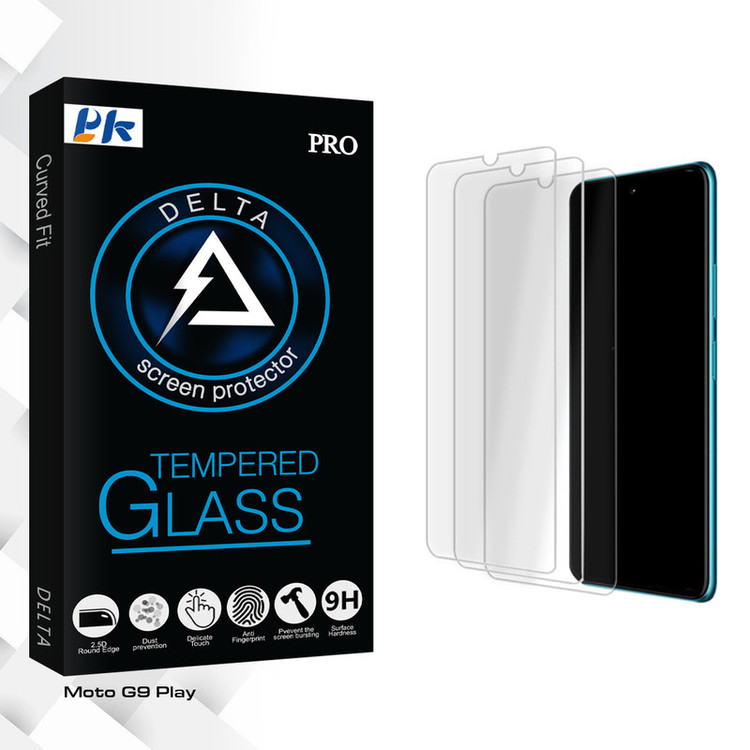 محافظ صفحه نمایش شیشه ای پی کی مدل Delta Glass MIX3 مناسب برای گوشی موبایل موتورولا Moto G9 Play بسته سه عددی