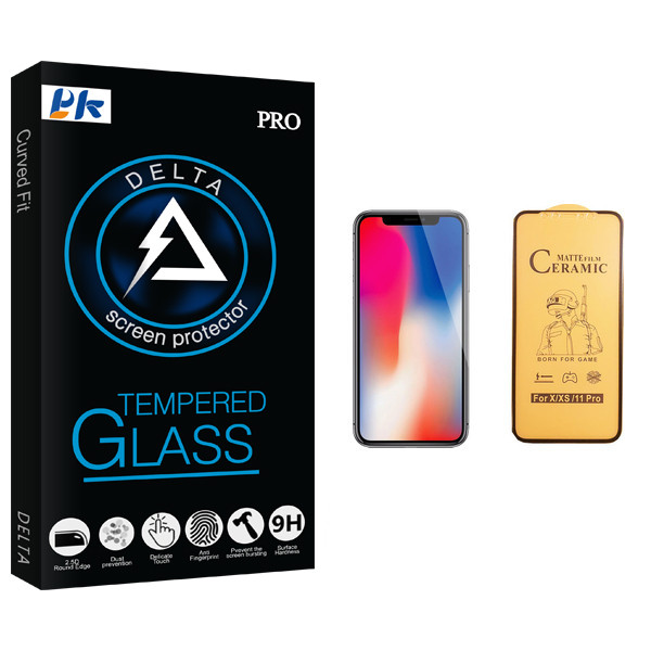 محافظ صفحه نمایش سرامیکی پی کی مدل Delta Glass مناسب برای گوشی موبایل اپل iPhone X