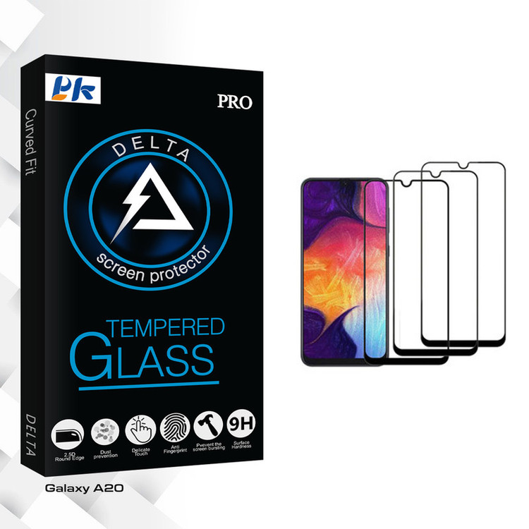 محافظ صفحه نمایش پی کی مدل Delta Glass مناسب برای گوشی موبایل سامسونگ Galaxy A20 بسته سه عددی