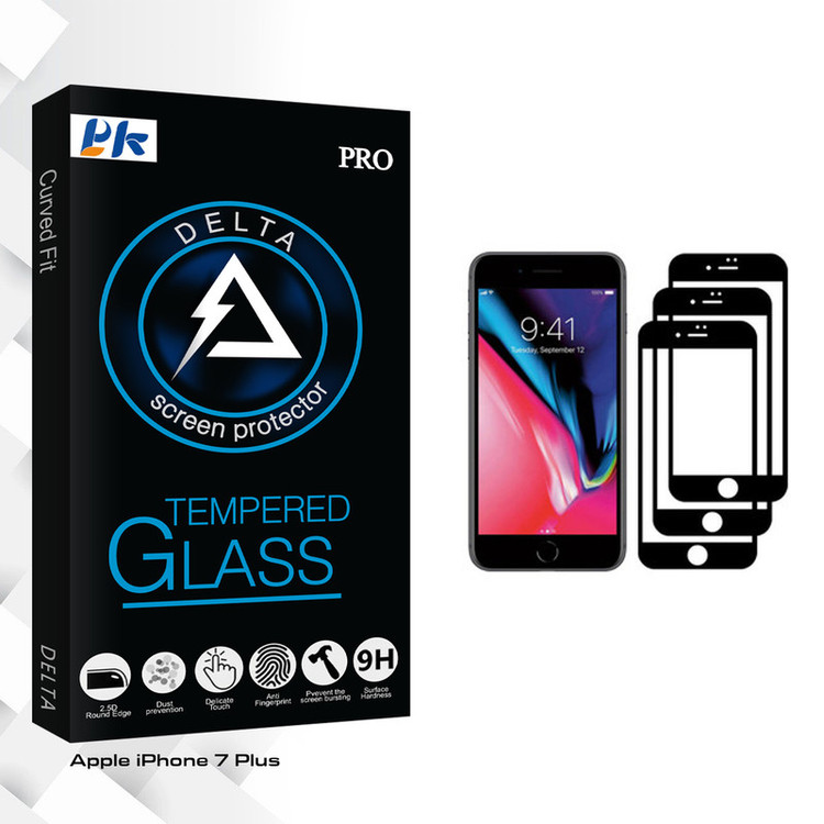 محافظ صفحه نمایش پی کی مدل Delta Glass مناسب برای گوشی موبایل اپل iPhone 7 Plus بسته سه عددی