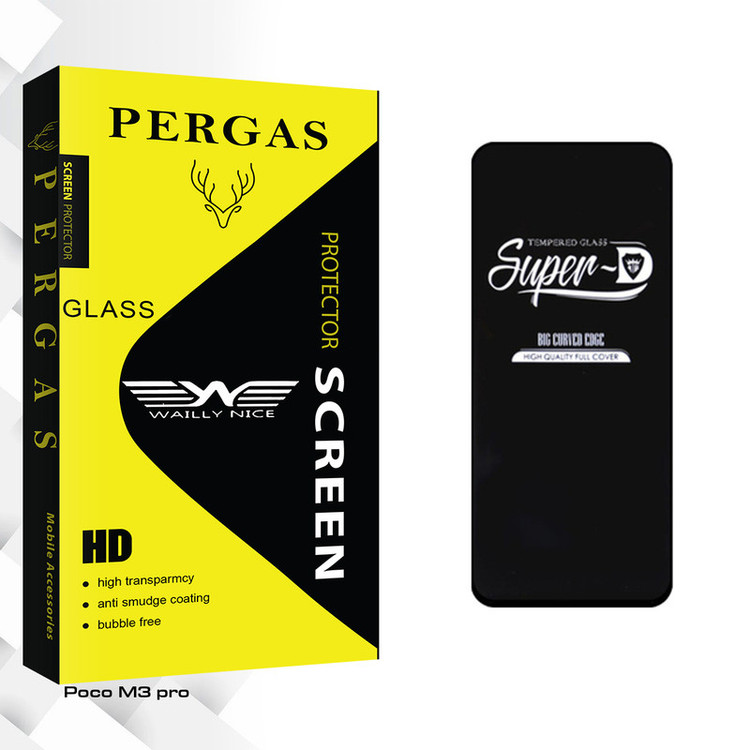 محافظ صفحه نمایش شیشه ای وایلی نایس مدل Pergas GlassSuper D مناسب برای گوشی موبایل شیائومی Poco M3 pro
