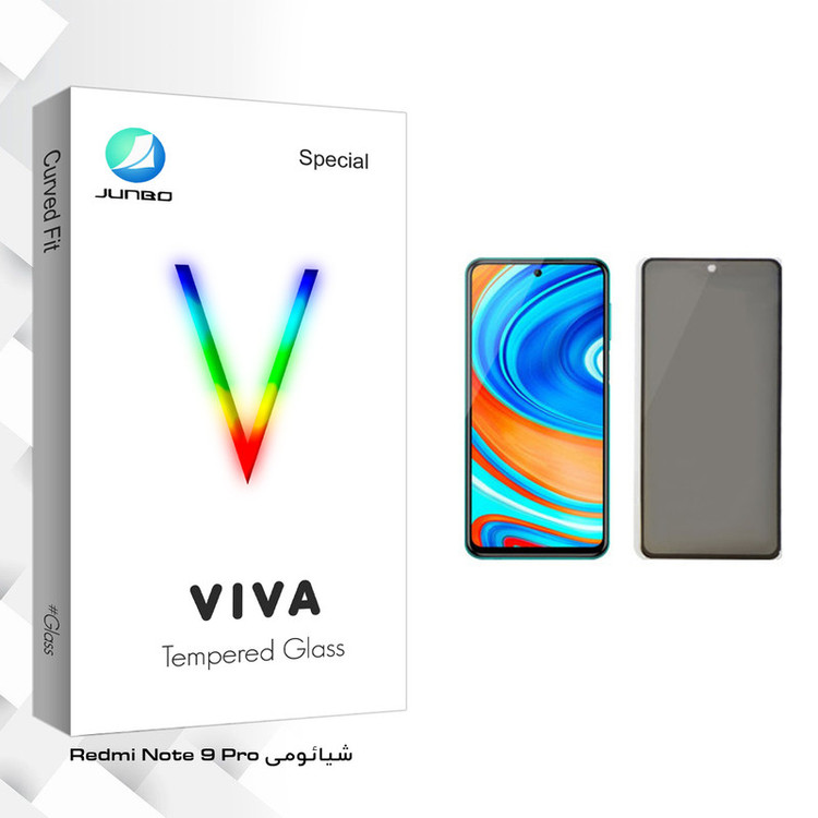 محافظ صفحه نمایش حریم شخصی جانبو مدل Viva Glass مناسب برای گوشی موبایل شیائومی Redmi Note 9 Pro