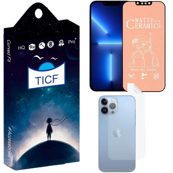 محافظ صفحه نمایش مات تی آی سی اف مدل HDpluse مناسب برای گوشی موبایل اپل Iphone13 PROMAX به همراه محافظ پشت گوشی
