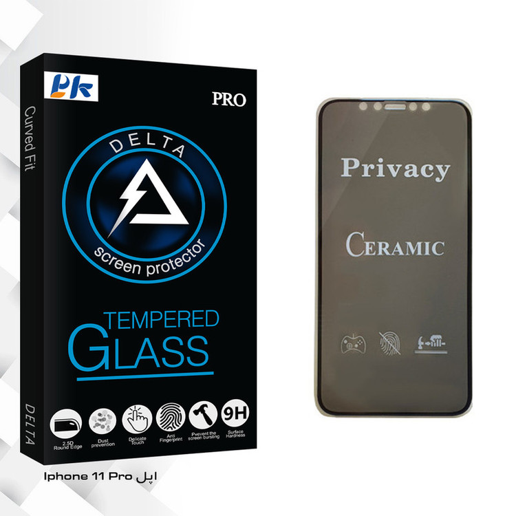 محافظ صفحه نمایش سرامیکی پی کی مدل Delta Glass مناسب برای گوشی موبایل اپل Iphone 11 Pro