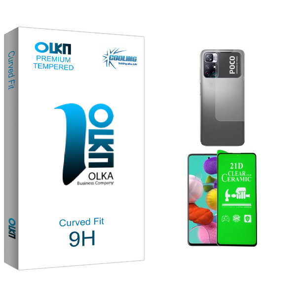 محافظ صفحه نمایش سرامیکی شفاف کولینگ مدل Olka Pro مناسب برای گوشی موبایل شیائومی Poco M4 Pro 5G به همراه محافظ پشت گوشی