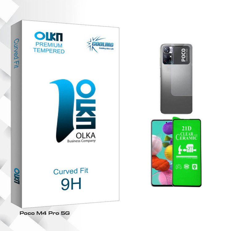 محافظ صفحه نمایش سرامیکی شفاف کولینگ مدل Olka Pro مناسب برای گوشی موبایل شیائومی Poco M4 Pro 5G به همراه محافظ پشت گوشی