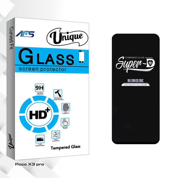 محافظ صفحه نمایش ای اف اس مدل Unique GlassSuper D مناسب برای گوشی موبایل شیائومی Poco X3 pro