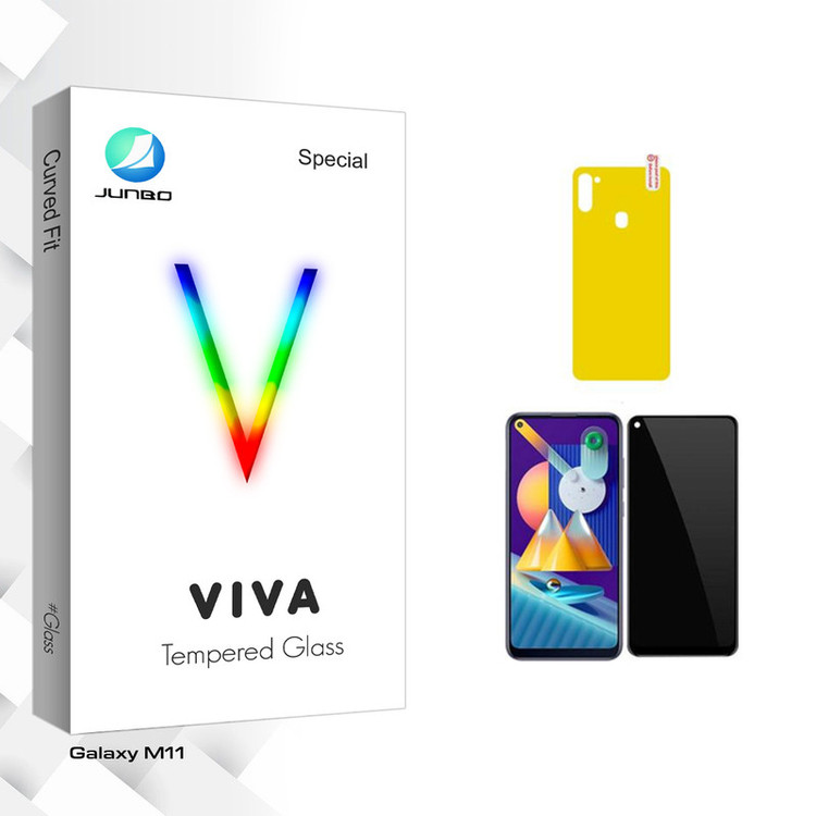 محافظ صفحه نمایش حریم شخصی جانبو مدل Viva Pro مناسب برای گوشی موبایل سامسونگ Galaxy M11 به همراه محافظ پشت گوشی