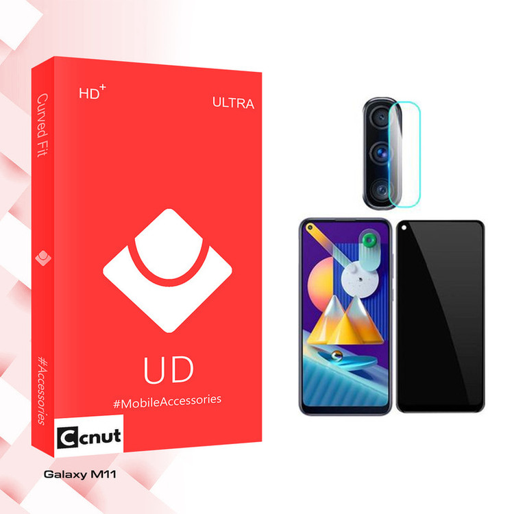 محافظ صفحه نمایش حریم شخصی کوکونات مدل UD Curve مناسب برای گوشی موبایل سامسونگ Galaxy M11 به همراه محافظ لنز گوشی