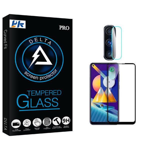 محافظ صفحه نمایش سرامیکی پی کی مدل Delta Pro مناسب برای گوشی موبایل سامسونگ Galaxy M11 به همراه محافظ لنز گوشی