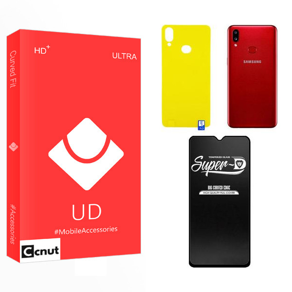 محافظ صفحه نمایش شیشه ای کوکونات مدل UD Super-D مناسب برای گوشی موبایل سامسونگ GALAXY A10s به همراه محافظ پشت گوشی