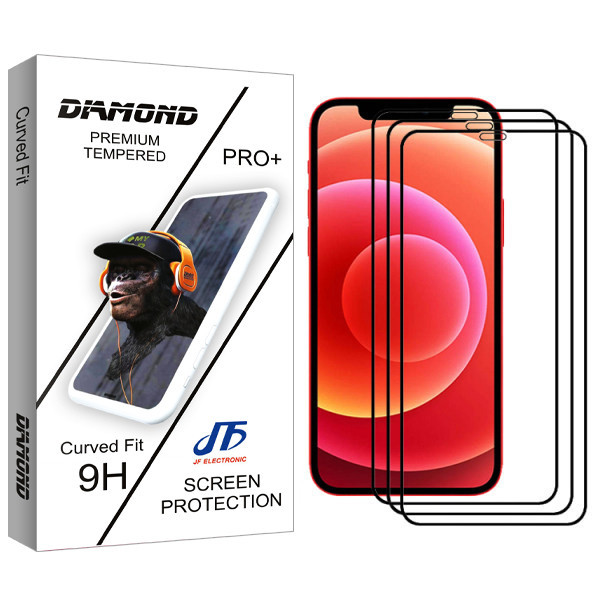 محافظ صفحه نمایش جی اف مدل Diamond glass مناسب برای گوشی موبایل اپل Iphone 12 بسته سه عددی