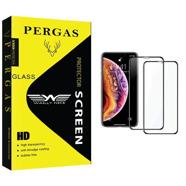 محافظ صفحه نمایش وایلی نایس مدل Pergas Glass مناسب برای گوشی موبایل اپل iPhone X/XS بسته 2 عددی