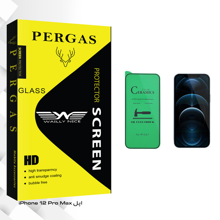 محافظ صفحه نمایش سرامیکی وایلی نایس مدل Pergas Glass مناسب برای گوشی موبایل اپل iPhone 12 Pro Max