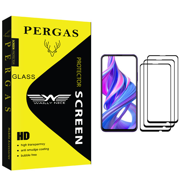 محافظ صفحه نمایش وایلی نایس مدل Pergas Glass مناسب برای گوشی موبایل آنر 9X Pro بسته سه عددی
