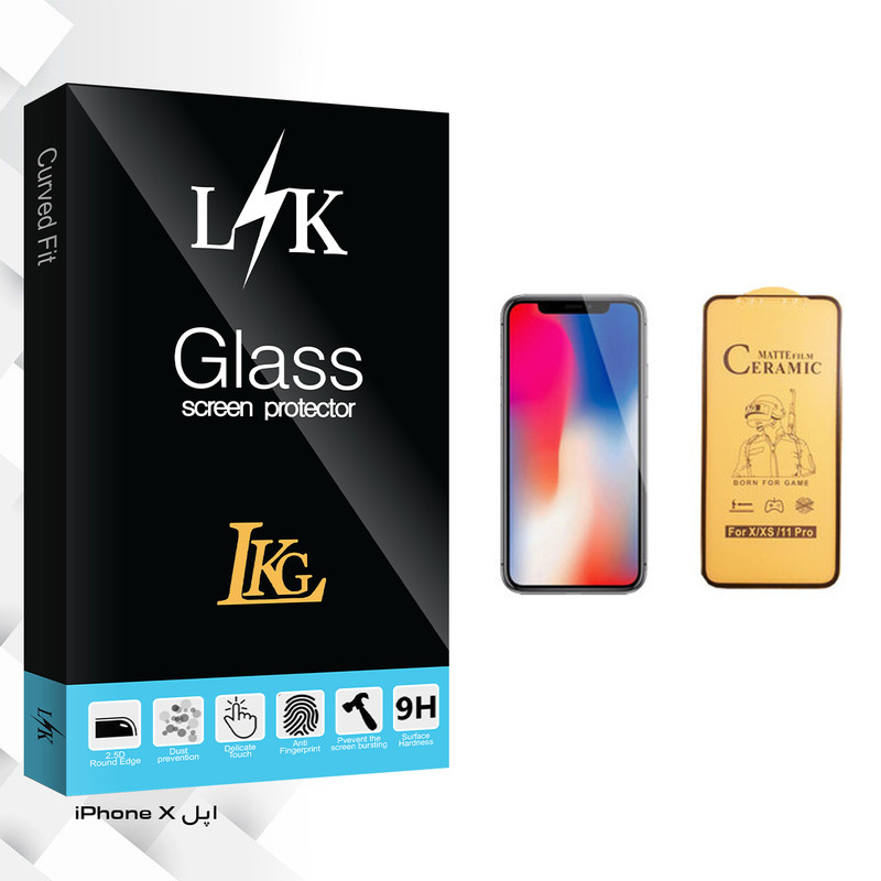 محافظ صفحه نمایش سرامیکی ال کا جی مدل LK Glass مناسب برای گوشی موبایل اپل iPhone X