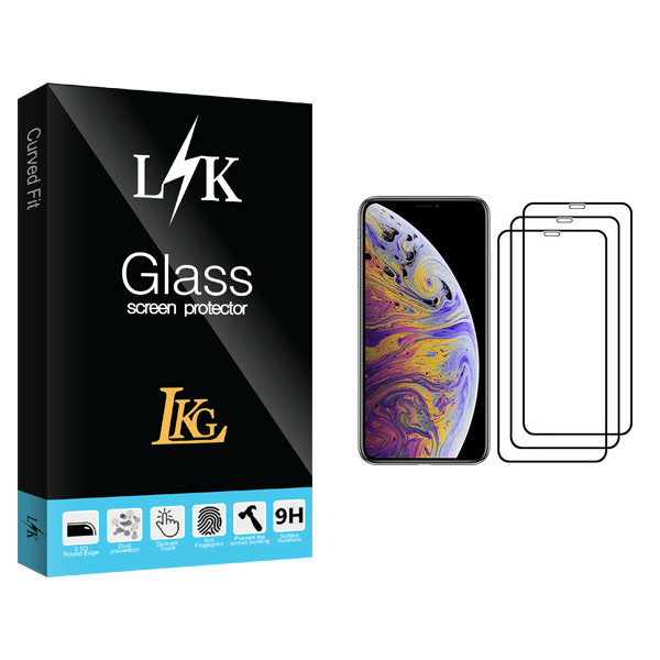 محافظ صفحه نمایش ال کا جی مدل LK Glass مناسب برای گوشی موبایل اپل iPhone XS Max بسته سه عددی