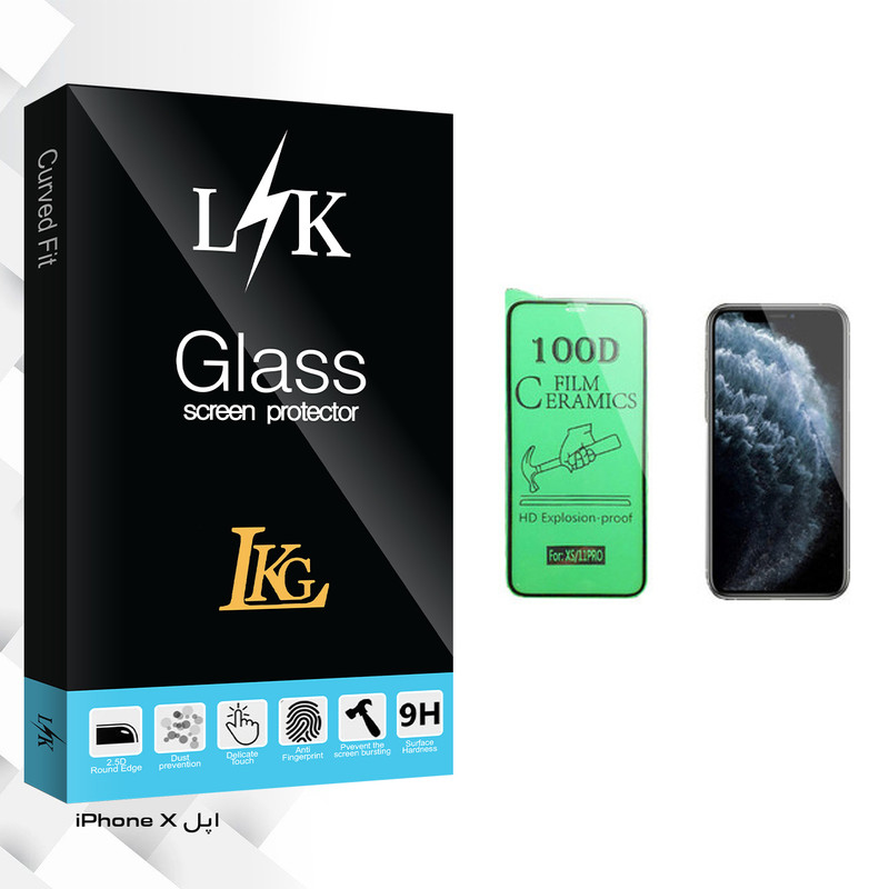 محافظ صفحه نمایش سرامیکی ال کا جی مدل LK Glass مناسب برای گوشی موبایل اپل iPhone X