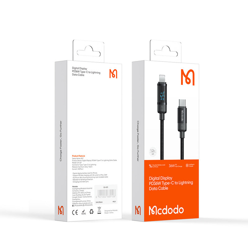 کابل USB-C به لایتنینگ مک دودو طول 1.2 متر