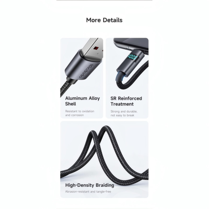 کابل تبدیل USB به USB-C مک دودو ۶۵۲ مدل 23 طول 1.2 متر