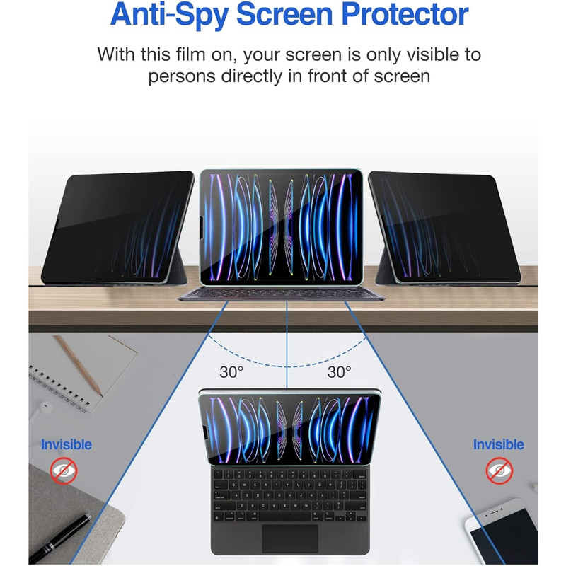 محافظ صفحه نمایش حریم شخصی بادیگارد مدل Privacy Tab مناسب برای تبلت اپل iPad Pro 11 inch 2022 2021 2018