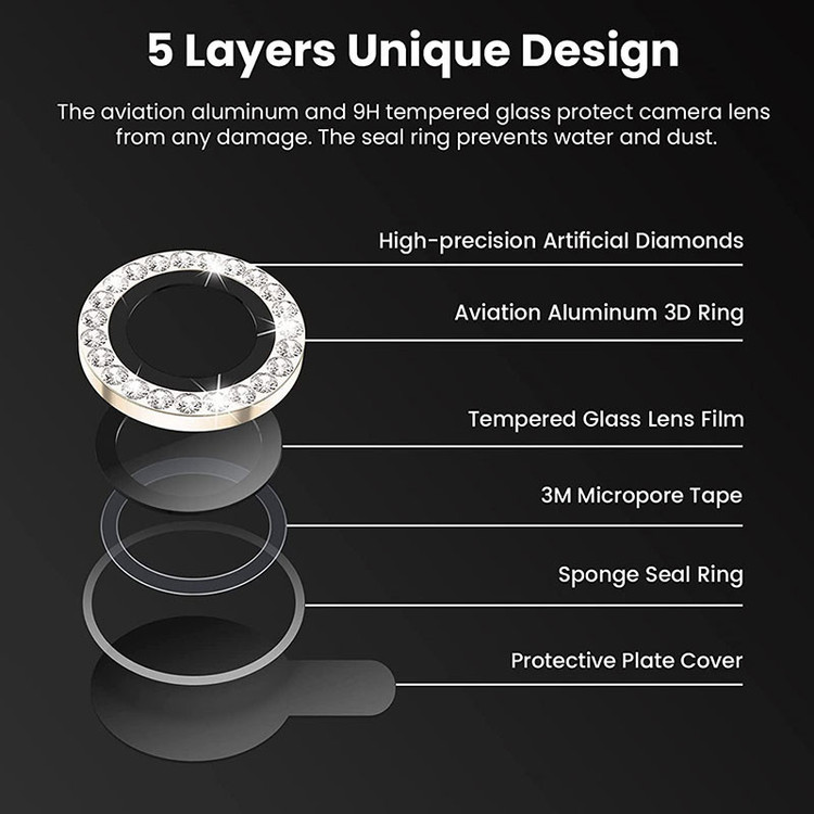 محافظ لنز دوربین مسیر مدل Diamond Ring Lens مناسب برای گوشی موبایل شیائومی Redmi Note 13 Pro 5G