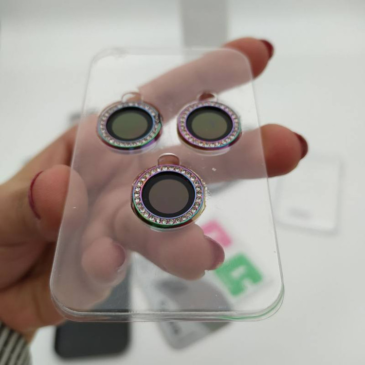 محافط لنز دوربین کمرا فیلم مدل نگین دار مناسب برای گوشی موبایل اپل iphone 13 pro / promax