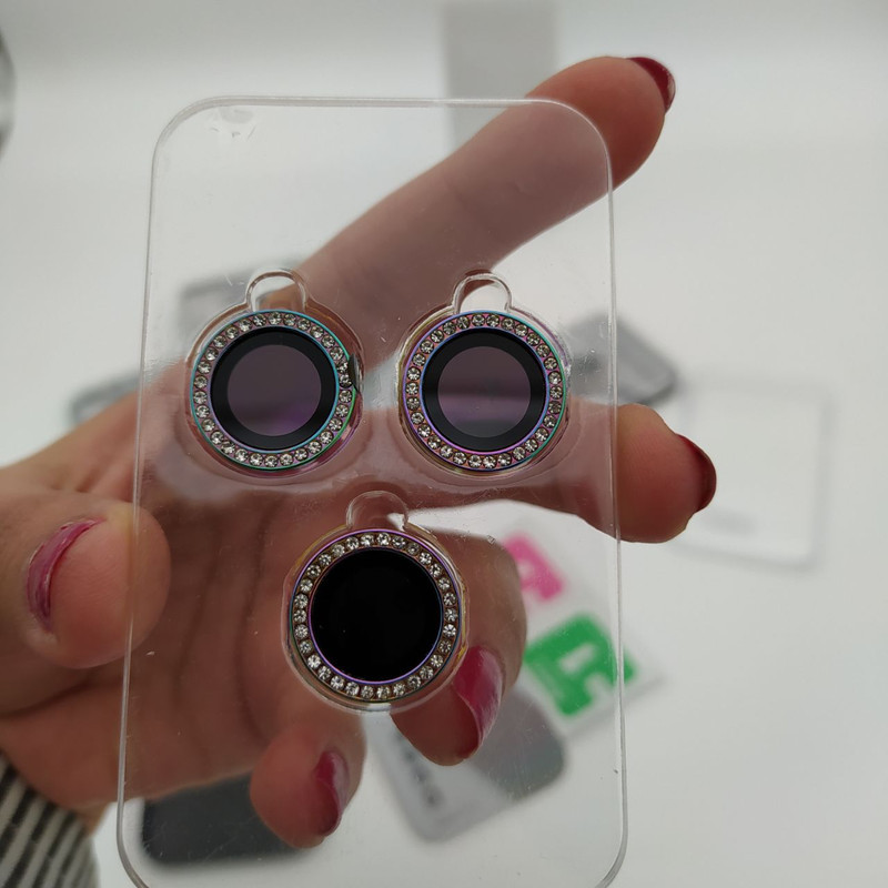 محافط لنز دوربین کمرا فیلم مدل نگین دار مناسب برای گوشی موبایل اپل iphone 13 pro / promax