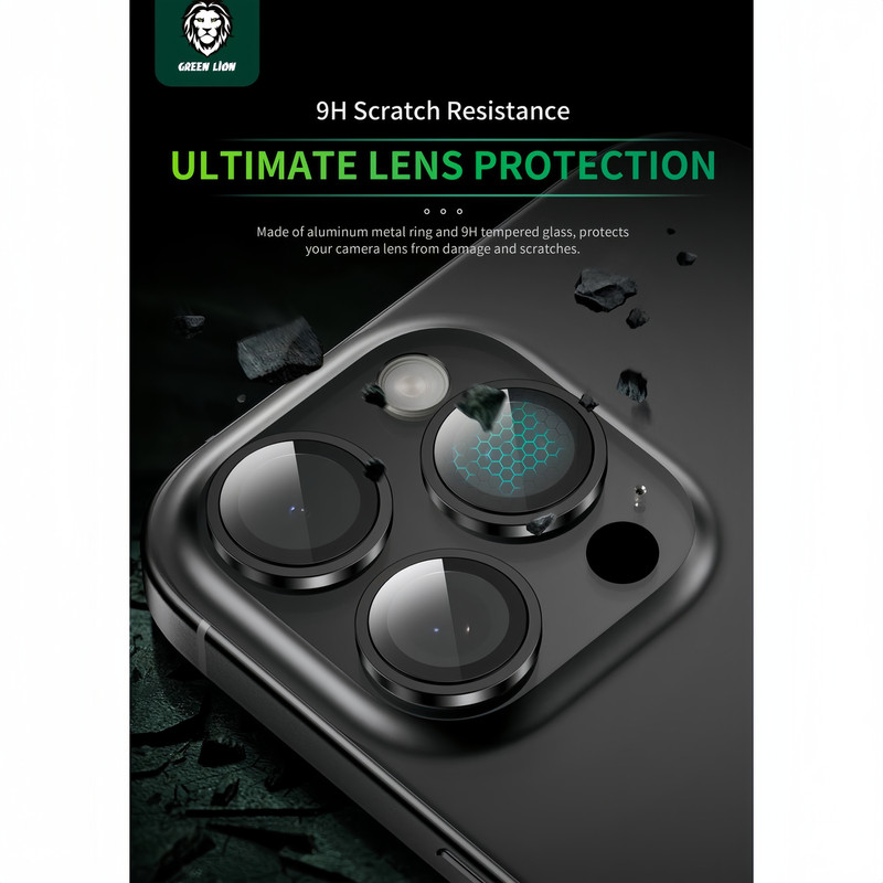 محافظ لنز دوربین گرین لاین مدل Classic مناسب برای گوشی موبایل اپل iPhone 16 Pro / 16 ProMax