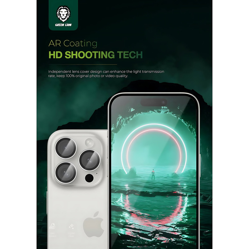 محافظ لنز دوربین گرین لاین مدل Classic مناسب برای گوشی موبایل اپل iPhone 16 Pro / 16 ProMax
