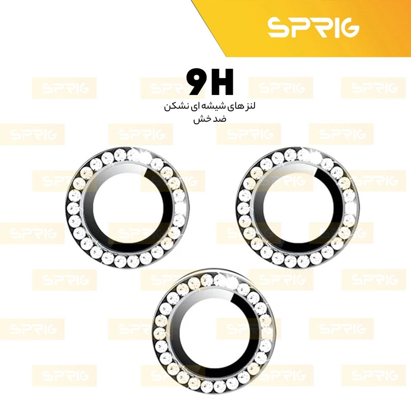 محافظ لنز دوربین رینگی اسپریگ مدل Ring Metal Diamond مناسب برای گوشی موبایل شیائومی Redmi Note 13 Pro 4G