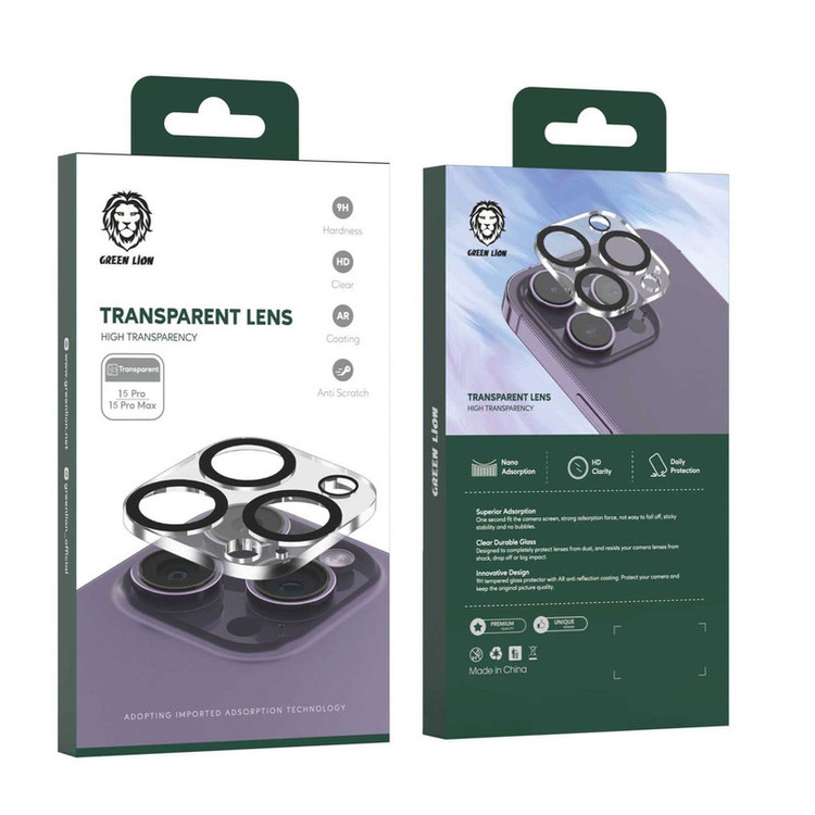 محافظ لنز دوربین گرین لاین مدل Transparent Lens Protector مناسب برای گوشی موبایل اپل IPhone 15 Pro / 15 Pro Max