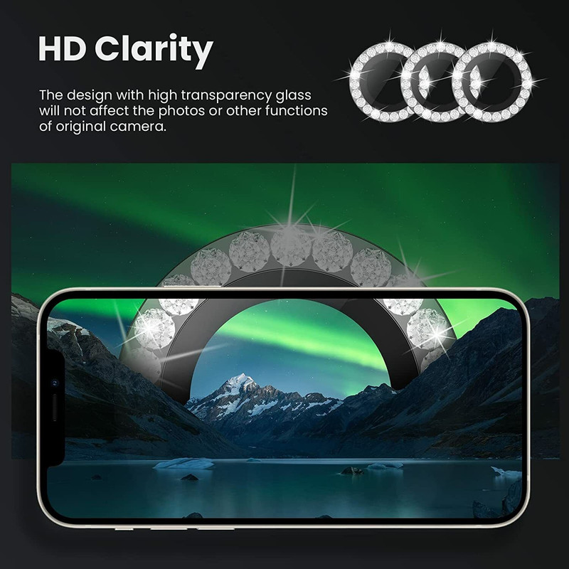 محافظ لنز دوربین بادیگارد مدل رینگی نگین دار مناسب برای گوشی موبایل اپل iPhone 15 Pro / 15 Pro Max