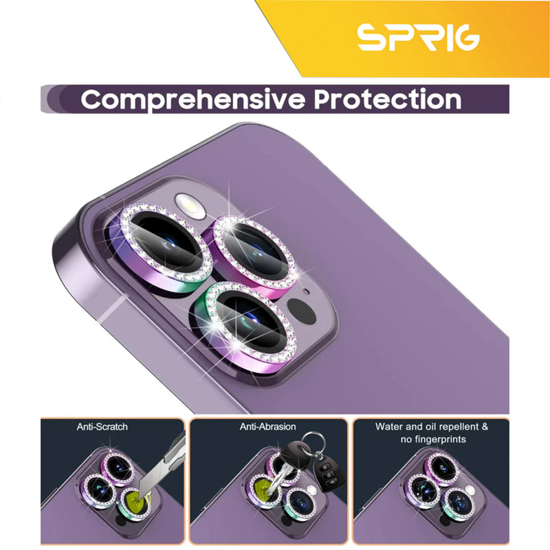 محافظ لنز دوربین اسپریگ مدل Ring metal Diamond مناسب برای گوشی موبایل اپل Iphone 11 Pro / 11 Pro Max