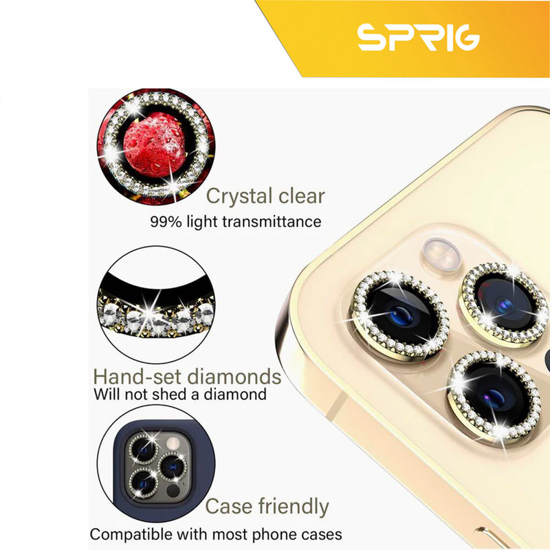 محافظ لنز دوربین اسپریگ مدل Ring metal Diamond مناسب برای گوشی موبایل اپل Iphone 11 Pro / 11 Pro Max