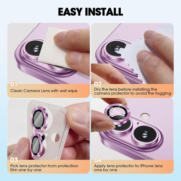 محافظ لنز دوربین انتک مدل Glitter Lens مناسب برای گوشی موبایل اپل iPhone 16 / 16 Plus