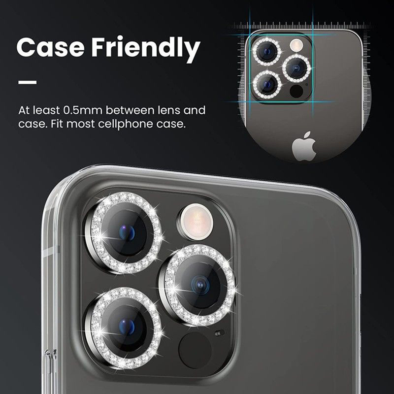 محافظ لنز دوربین تام قاب مدل رینگی نگین دار مناسب برای گوشی موبایل اپل iPhone 11 Pro Max