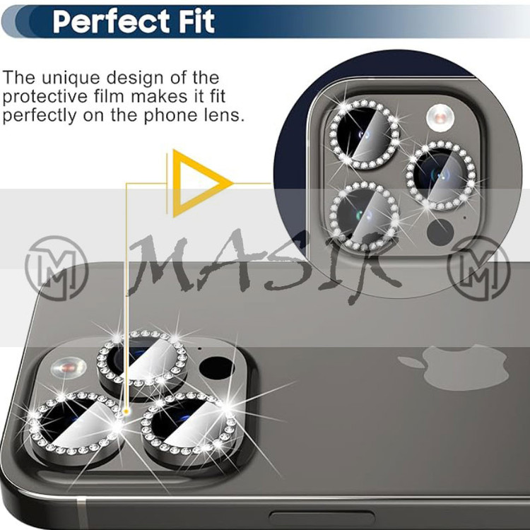محافظ لنز دوربین مسیر مدل رینگی نگین دار مناسب برای گوشی موبایل اپل Iphone 15 Pro / 15 Pro Max