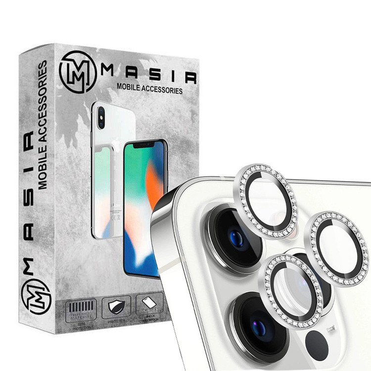 محافظ لنز دوربین مسیر مدل رینگی نگین دار مناسب برای گوشی موبایل اپل Iphone 15 Pro / 15 Pro Max