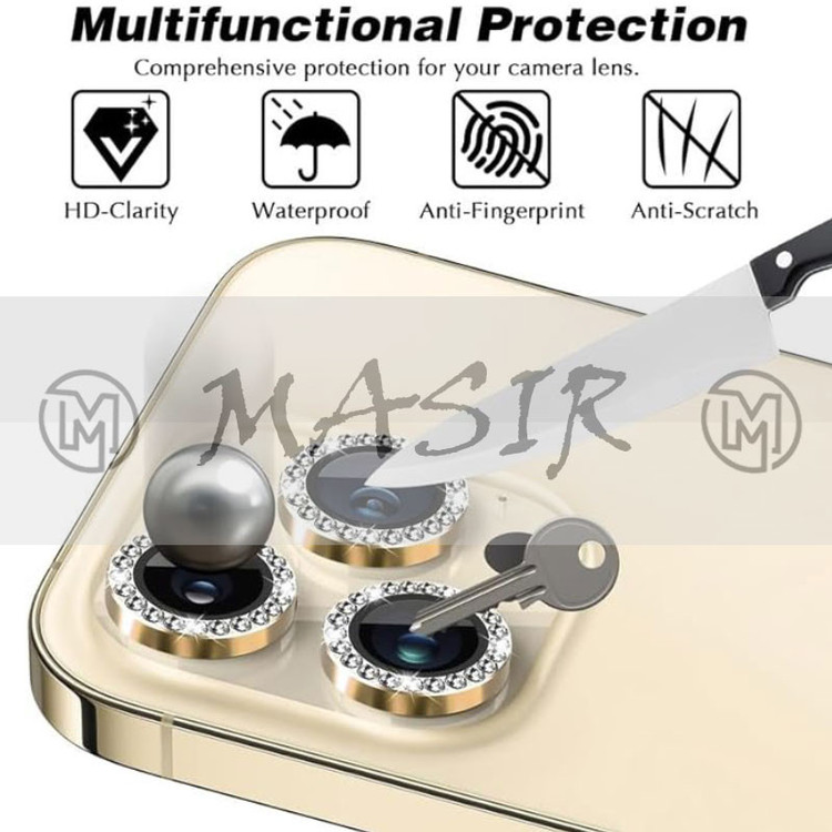 محافظ لنز دوربین مسیر مدل رینگی نگین دار مناسب برای گوشی موبایل اپل Iphone 15 Pro / 15 Pro Max