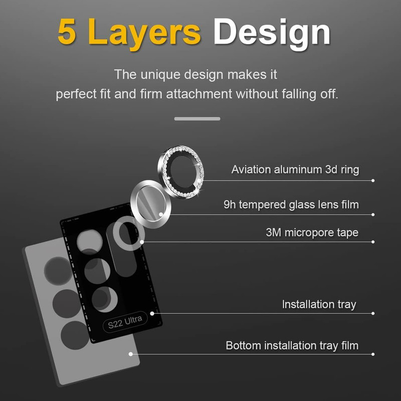 محافظ لنز دوربین گلستیک مدل Ring Diamond GL مناسب برای گوشی موبایل سامسونگ Galaxy S25 Ultra
