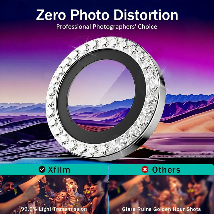 محافظ لنز دوربین شیشه ای راینو مدل Diamond Ring مناسب برای گوشی موبایل سامسونگ Galaxy S24 Ultra / Galaxy S23 Ultra