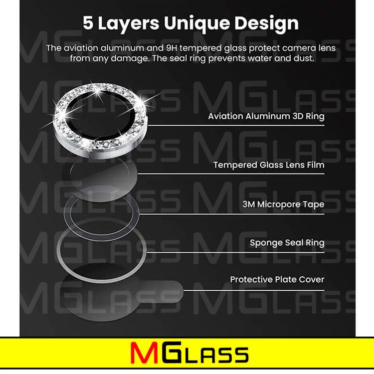 محافظ لنز دوربین امگلس مدل Ring Diamond مناسب برای گوشی موبایل اپل Iphone 13 Pro / 13 Pro max