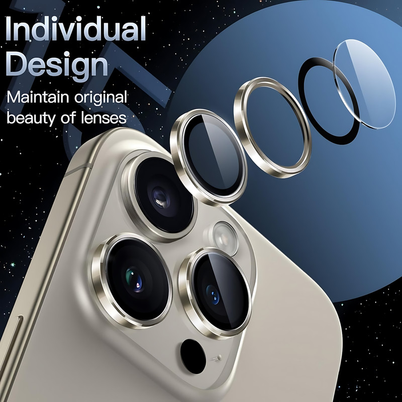 محافظ لنز دوربین چلیپا مدل Sapphire مناسب برای گوشی موبایل اپل iPhone 16 Pro / 16 Pro Max
