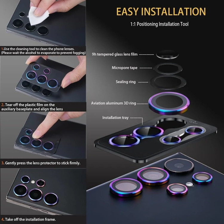محافظ لنز دوربین اپیکوی مدل HD-ColorLens مناسب برای گوشی موبایل سامسونگ Galaxy S25 Ultra
